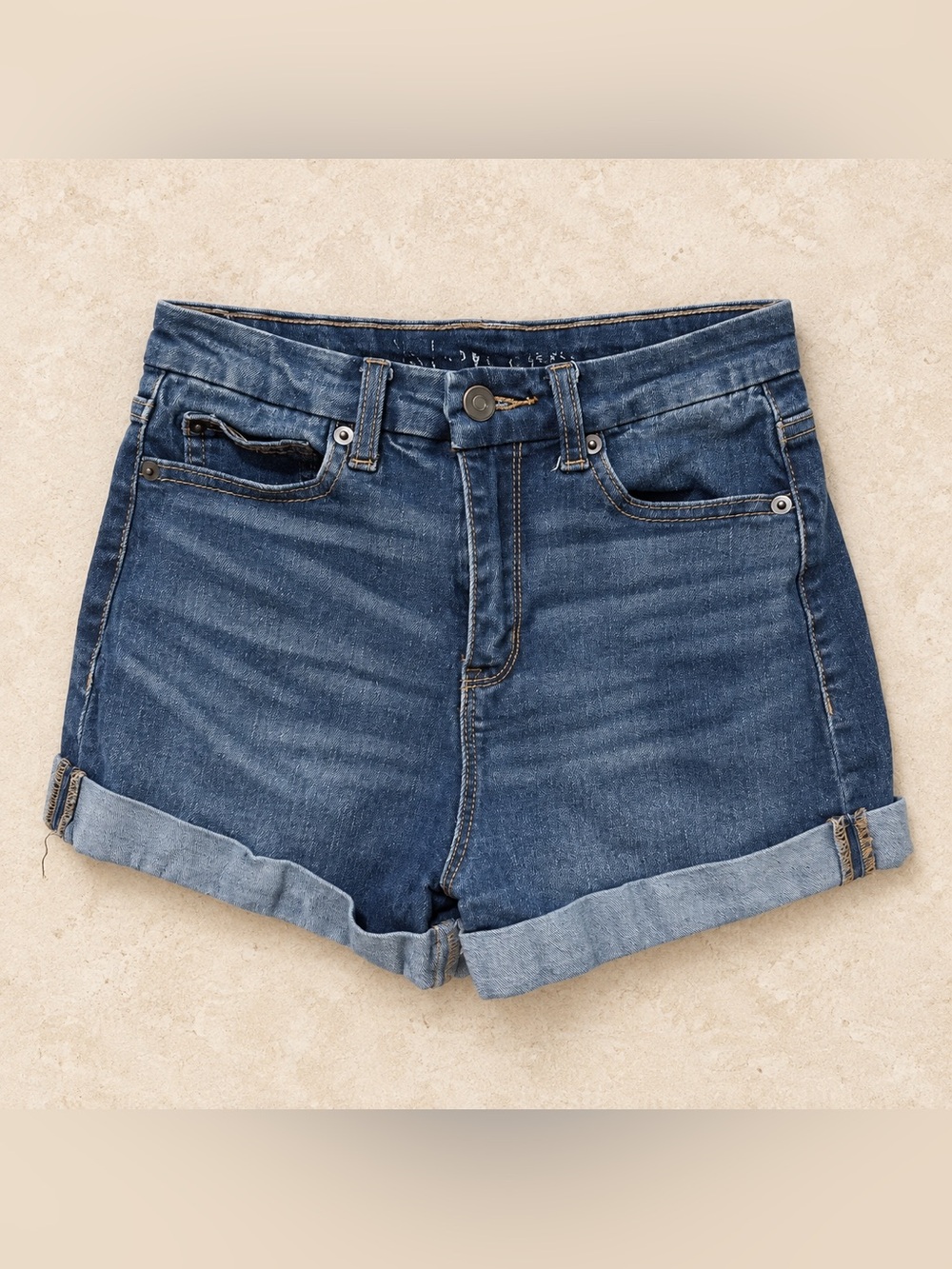 Juniors High-Rise Rolled Hem Denim Shorts